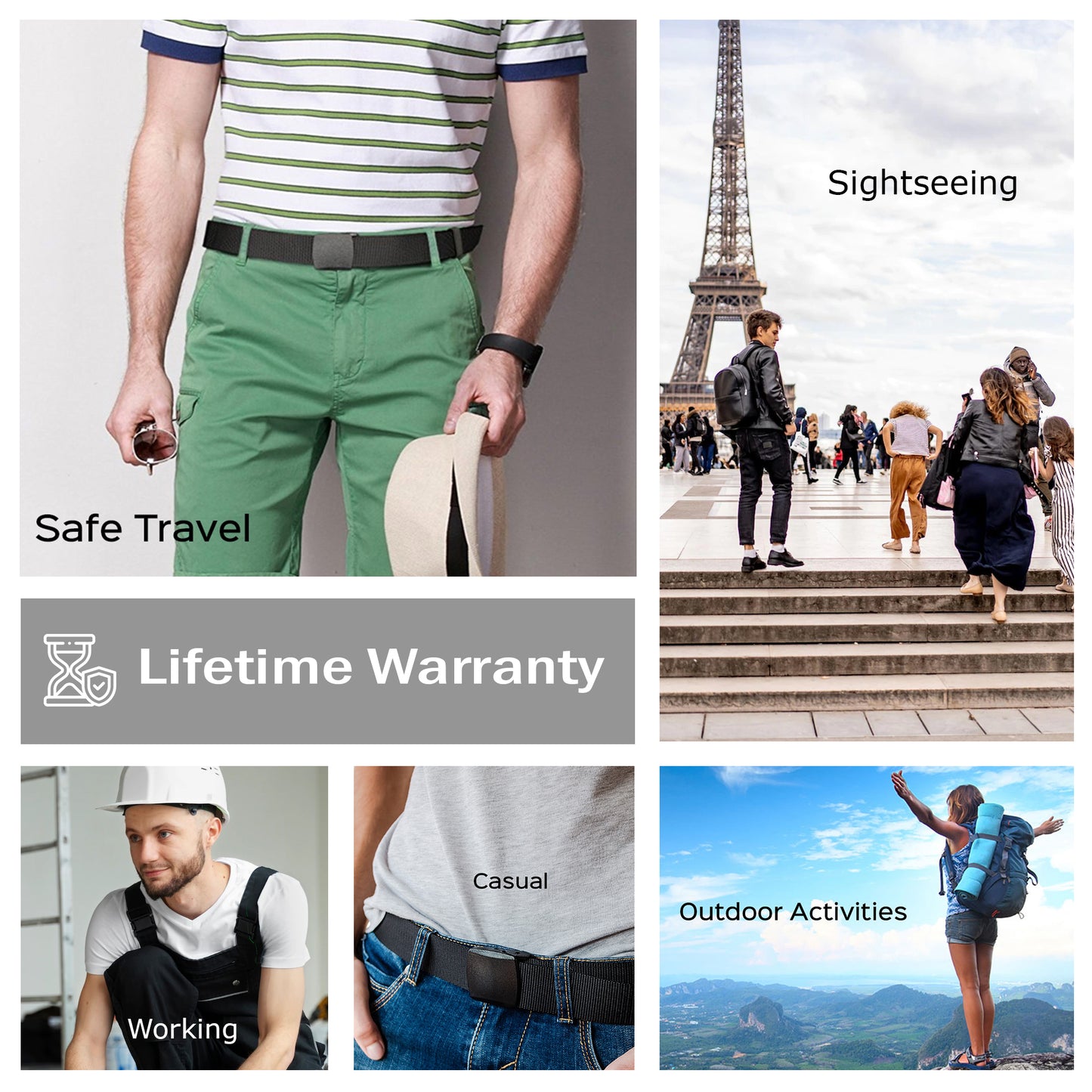 Travel Security Belt with Hidden Money Pocket - Cashsafe Anti-Theft Wallet - Non-Metal Buckle by RoomierLife
